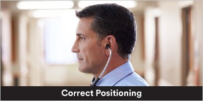 Correct position of littmann ear tips
